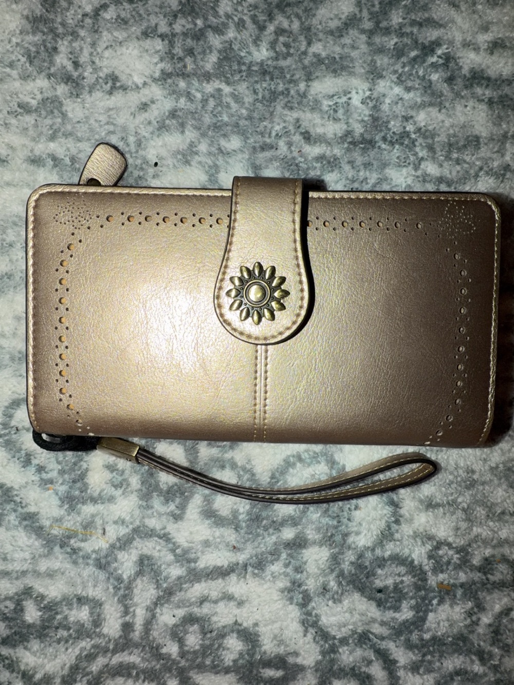 Gold Leather Wallet Phone Case Wristlet - Unbranded